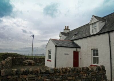 Close up view of scourie cottage front enterance