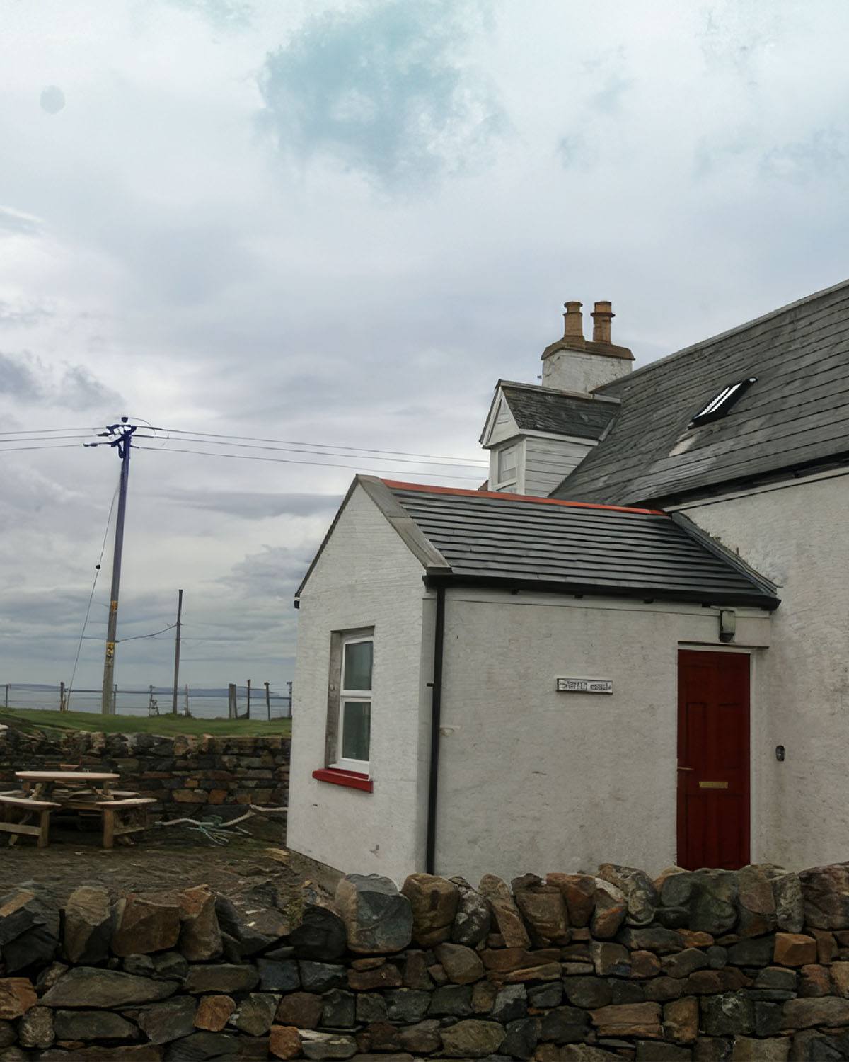 Close up view of scourie cottage front enterance